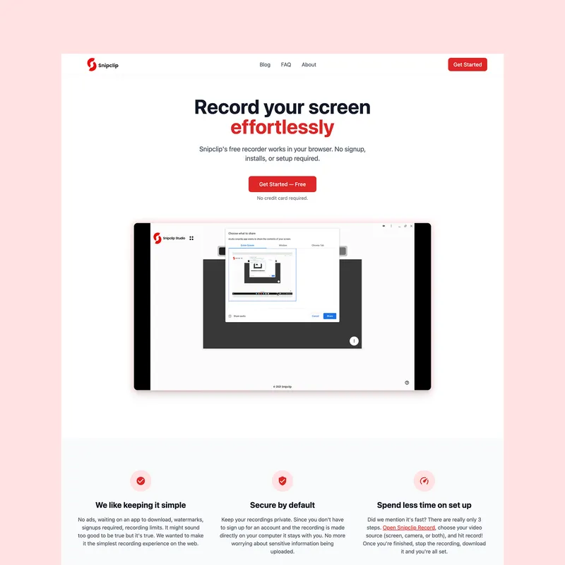 A screenshot of snipclip website